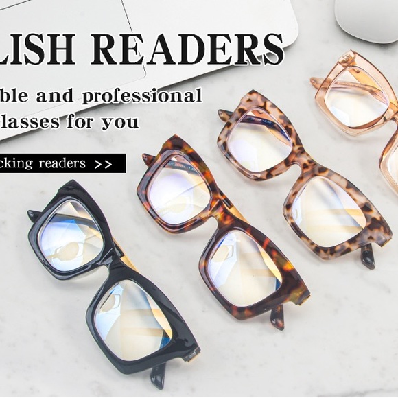 Oversized Cat-like Trendy Reading Glasses, Blue Light Filter Computer Readers - Picture 2 of 2